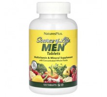 NaturesPlus, Source of Life Men, Multivitamin & Mineral Supplement with Concentrated Whole Foods, Iron-Free, 120 Tablets