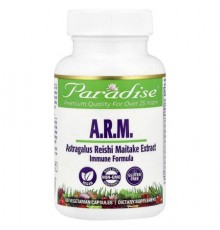 Paradise Herbs, A.R.M. Astragalus, Reishi, Maitake Extract, 60 Vegetarian Capsules
