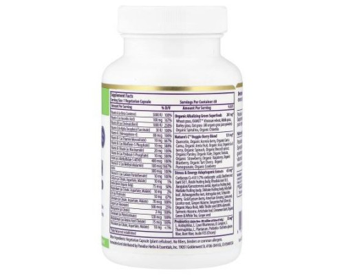 Paradise Herbs, Earth's Blend ®, One Daily Superfood Multi-Vitamin, No Iron, 60 Vegetarian Capsules
