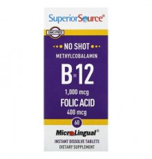 Superior Source, Methylcobalamin B-12, Folic Acid, 60 Instant Dissolve Tablets