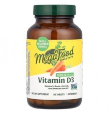MegaFood, Vitamin D3, 25 mcg (1,000 IU), 60 Tablets