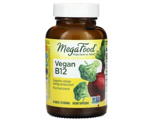 MegaFood, Vegan B12, 30 Tablets MegaFood, Vegan B12, 30 Tablets