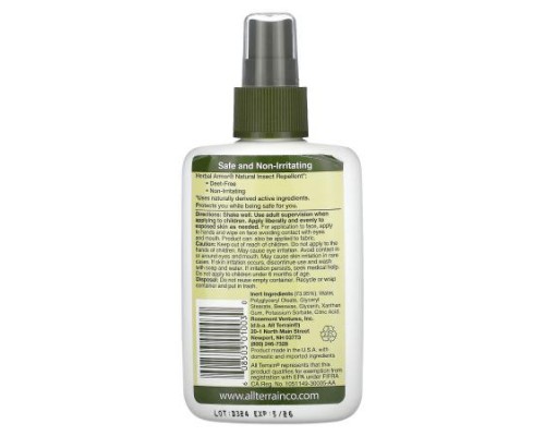 All Terrain, Herbal Armor, Natural Insect Repellent, 4 fl oz (120 ml) All Terrain, Herbal Armor, Natural Insect Repellent, 4 fl oz (120 ml)