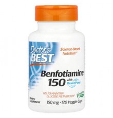 Doctor's Best, Benfotiamine 150 with BenfoPure™, 150 mg, 120 Veggie Caps