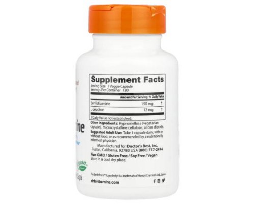 Doctor's Best, Benfotiamine 150 with BenfoPure™, 150 mg, 120 Veggie Caps Doctor's Best, Benfotiamine 150 with BenfoPure™, 150 mg, 120 Veggie Caps