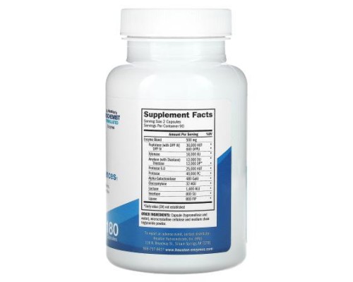 Houston Enzymes, TriEnza, Enzyme For Digestive Intolerances, 180 Capsules