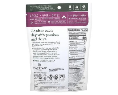 Navitas Organics, Organic Power Snacks, Cacao Goji, 8 oz (227 g) Navitas Organics, Organic Power Snacks, Cacao Goji, 8 oz (227 g)