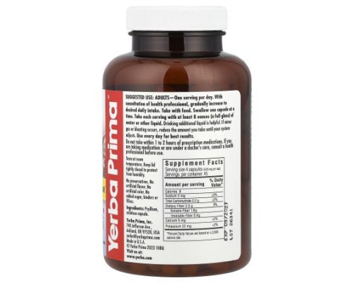 Yerba Prima, Psyllium Husks Veg Caps, 180 Capsules Yerba Prima, Psyllium Husks Veg Caps, 180 Capsules