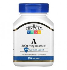21st Century, Vitamin A, 3,000 mcg (10,000 IU), 110 Softgels
