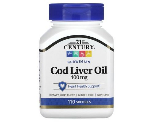 21st Century, Norwegian Cod Liver Oil, 400 mg, 110 Softgels 21st Century, Norwegian Cod Liver Oil, 400 mg, 110 Softgels