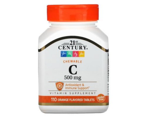 21st Century, Chewable C, Orange Flavor, 500 mg, 110 Tablets 21st Century, Chewable C, Orange Flavor, 500 mg, 110 Tablets