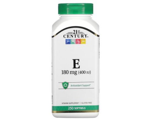 21st Century, Vitamin E, 180 mg (400 IU), 250 Softgels 21st Century, Vitamin E, 180 mg (400 IU), 250 Softgels