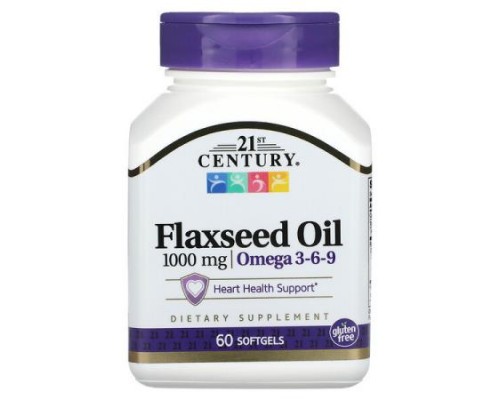 21st Century, Flaxseed Oil, 1,000 mg, 60 Softgels 21st Century, Flaxseed Oil, 1,000 mg, 60 Softgels
