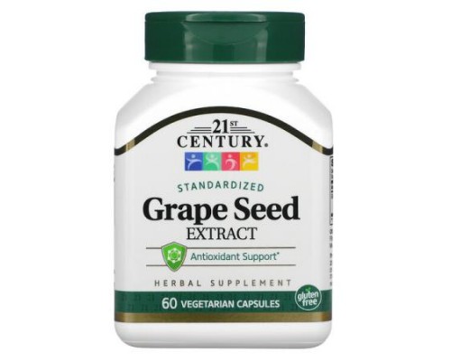 21st Century, Grape Seed Extract, Standardized, 60 Vegetarian Capsules (50 mg per Capsule) 21st Century, Grape Seed Extract, Standardized, 60 Vegetarian Capsules (50 mg per Capsule)