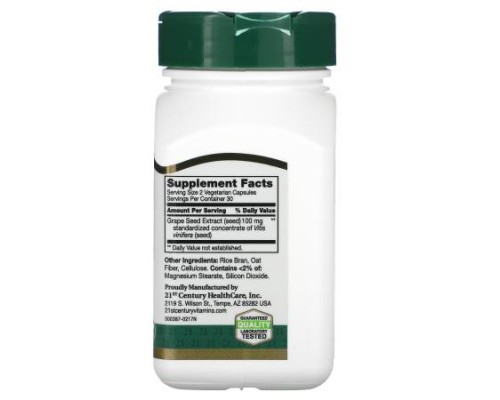 21st Century, Grape Seed Extract, Standardized, 60 Vegetarian Capsules (50 mg per Capsule) 21st Century, Grape Seed Extract, Standardized, 60 Vegetarian Capsules (50 mg per Capsule)
