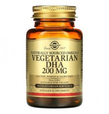 Solgar, Naturally Sourced Omega-3, Vegetarian DHA, 200 mg, 50 Vegetarian Softgels