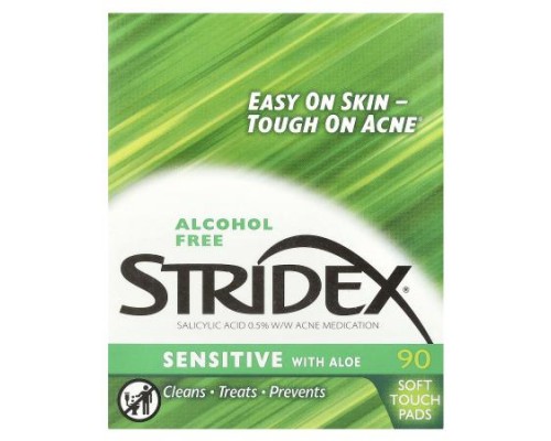 Stridex, Sensitive with Aloe, Alcohol Free, 90 Soft Touch Pads