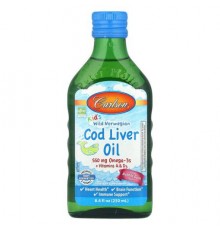 Carlson, Kid's Wild Norwegian, Cod Liver Oil + Vitamins A & D3, Bubble Gum, 8.4 fl oz (250 ml)