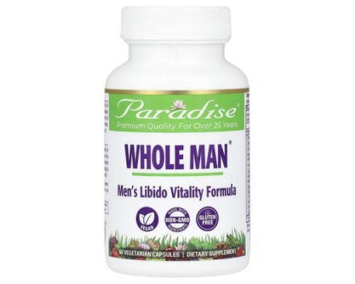 Paradise Herbs, Whole Man, Men's Libido Vitality Formula, 60 Vegetarian Capsules