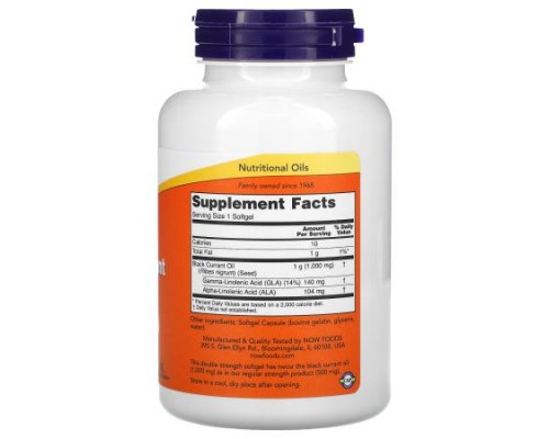 NOW Foods, Black Currant Oil, 1,000 mg, 100 Softgels