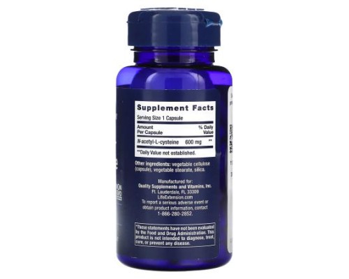 Life Extension, N-Acetyl-L-Cysteine, 600 mg, 60 Capsules