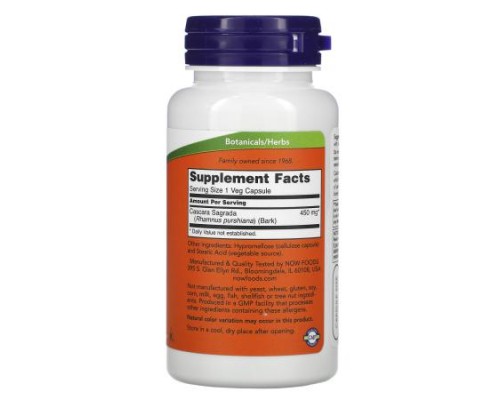 NOW Foods, Cascara Sagrada, 450 mg, 100 Veg Capsules NOW Foods, Cascara Sagrada, 450 mg, 100 Veg Capsules