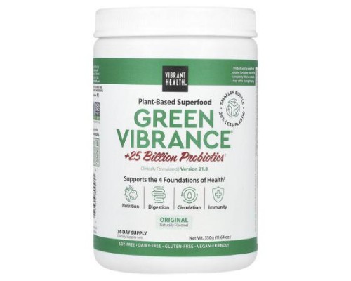 Vibrant Health, Green Vibrance® +25 Billion Probiotics, Version 21.0, Original, 11.64 oz (330 g)