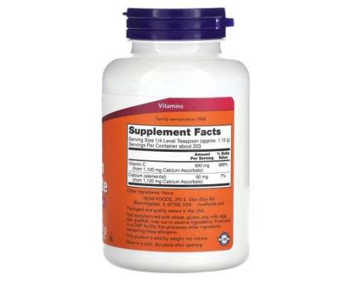 NOW Foods, Pure, Buffered Calcium Ascorbate, Vitamin C Powder, 8 oz (227 g)