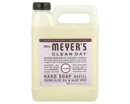 Mrs. Meyers Clean Day, Hand Soap Refill, Lavender, 33 fl oz (975 ml)