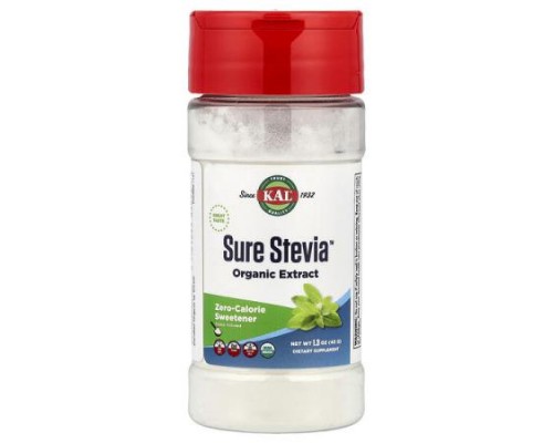 KAL, Organic Sure Stevia™ Extract, 1.3 oz (40 g) KAL, Organic Sure Stevia™ Extract, 1.3 oz (40 g)