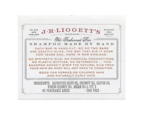 J.R. Liggett's, Old Fashioned Shampoo Bar, Coconut & Argan Oil, 3.5 oz (99 g)