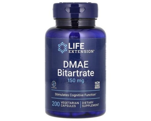 Life Extension, DMAE Bitartrate, 150 mg, 200 Vegetarian Capsules Life Extension, DMAE Bitartrate, 150 mg, 200 Vegetarian Capsules