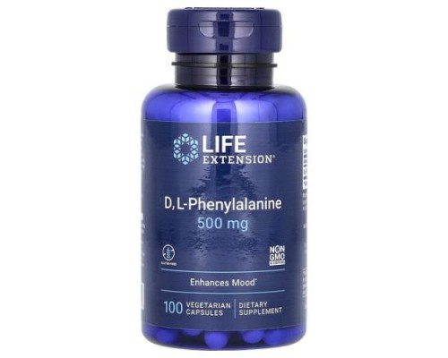 Life Extension, D, L-Phenylalanine, 500 mg, 100 Vegetarian Capsules Life Extension, D, L-Phenylalanine, 500 mg, 100 Vegetarian Capsules