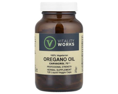 Vitality Works, Oregano Oil, Carvacrol 70™, 510 mg, 120 Liquid Veggie Caps