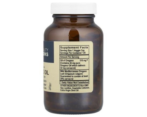 Vitality Works, Oregano Oil, Carvacrol 70™, 510 mg, 120 Liquid Veggie Caps
