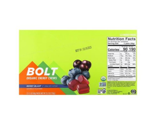 ProBar, Bolt, Organic Energy Chews, Berry Blast, 12 Packs, 2.1 oz (60 g) Each