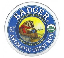 Badger, Organic Aromatic Chest Rub, Eucalyptus Blend, 0.75 oz (21 g)