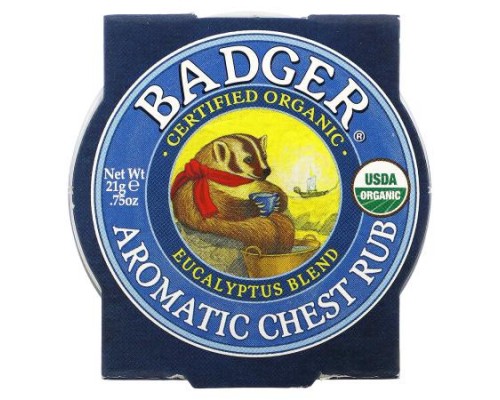 Badger, Organic Aromatic Chest Rub, Eucalyptus Blend, 0.75 oz (21 g)