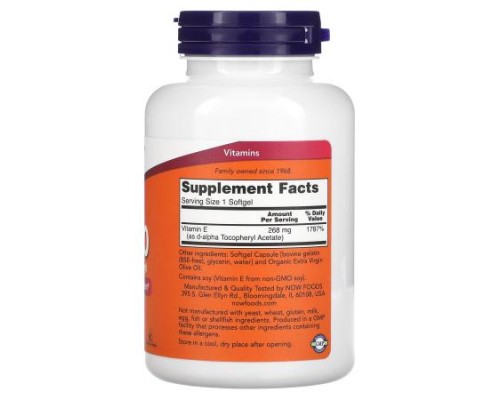 NOW Foods, E-400, 268 mg (400 IU), 250 Softgels