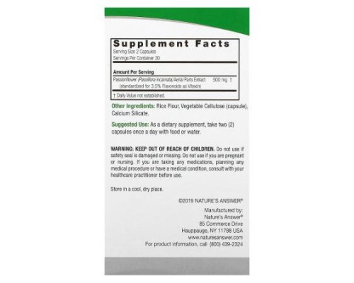 Nature's Answer, Passionflower, 60 Vegetarian Capsule (250 mg per Capsule) Nature's Answer, Passionflower, 60 Vegetarian Capsule (250 mg per Capsule)