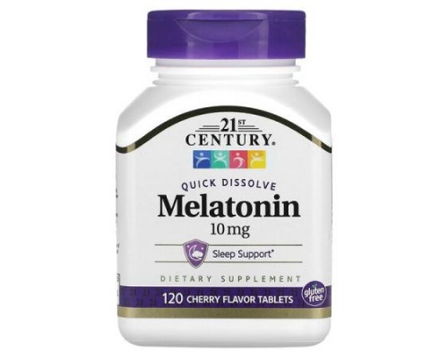 21st Century, Quick Dissolve Melatonin, Cherry, 10 mg, 120 Tablets 21st Century, Quick Dissolve Melatonin, Cherry, 10 mg, 120 Tablets