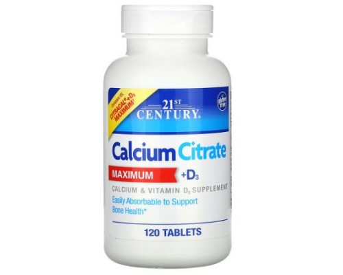 21st Century, Calcium Citrate Maximum + D3, 120 Tablets 21st Century, Calcium Citrate Maximum + D3, 120 Tablets