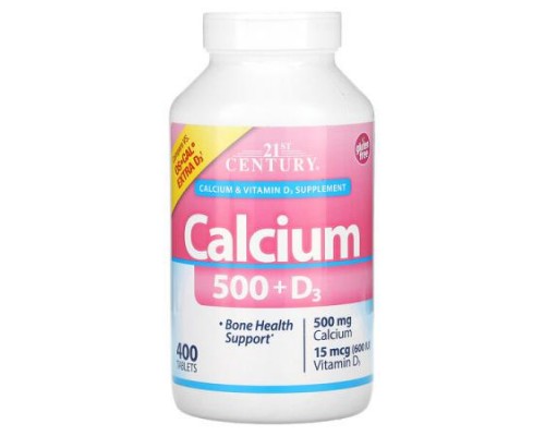 21st Century, Calcium 500 + D3, 400 Tablets 21st Century, Calcium 500 + D3, 400 Tablets