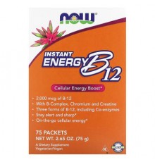NOW Foods, Instant Energy B12, 2,000 mcg, 75 Packets, 0.035 oz (1 g) Each
