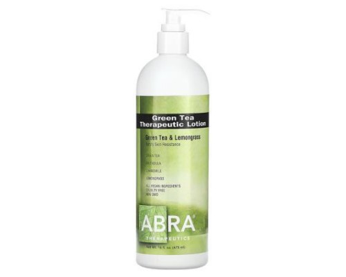 Abra Therapeutics, Green Tea Therapeutic Lotion, 16 fl oz (475 ml) Abra Therapeutics, Green Tea Therapeutic Lotion, 16 fl oz (475 ml)