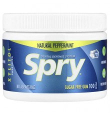 Xlear, Spry®, Dental Defense System, Sugar-Free Gum, Natural Peppermint, 100 Pieces