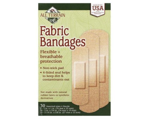 All Terrain, Fabric Bandages, Assorted Sizes, 30 Bandages All Terrain, Fabric Bandages, Assorted Sizes, 30 Bandages