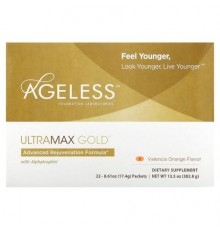 Ageless Foundation Laboratories, UltraMax Gold, Advanced Rejuvenation Formula with Alphatrophin, Valencia Orange, 22 Packets, 0.61 oz (17.4 g) Each