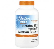 Doctor's Best, Betaine HCl, Pepsin and Gentian Bitters, 360 Capsules