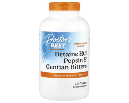 Doctor's Best, Betaine HCl, Pepsin and Gentian Bitters, 360 Capsules Doctor's Best, Betaine HCl, Pepsin and Gentian Bitters, 360 Capsules